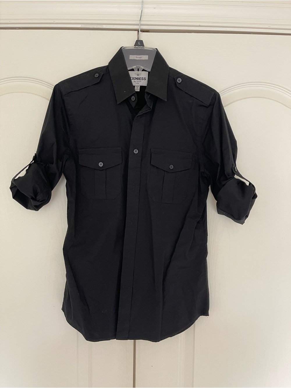 Express Men’s Black Button-Front Utility Shirt